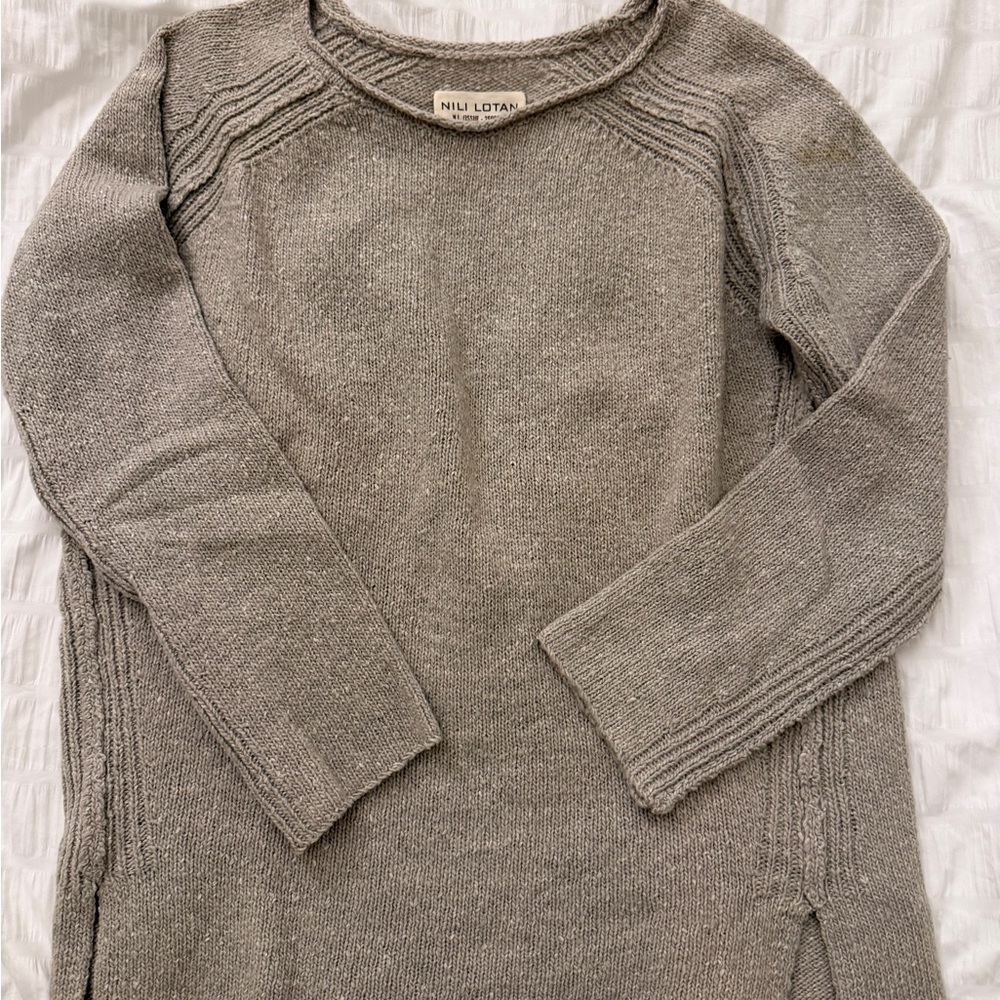 Nili Lotan Heather Gray Crew Neck Sweater